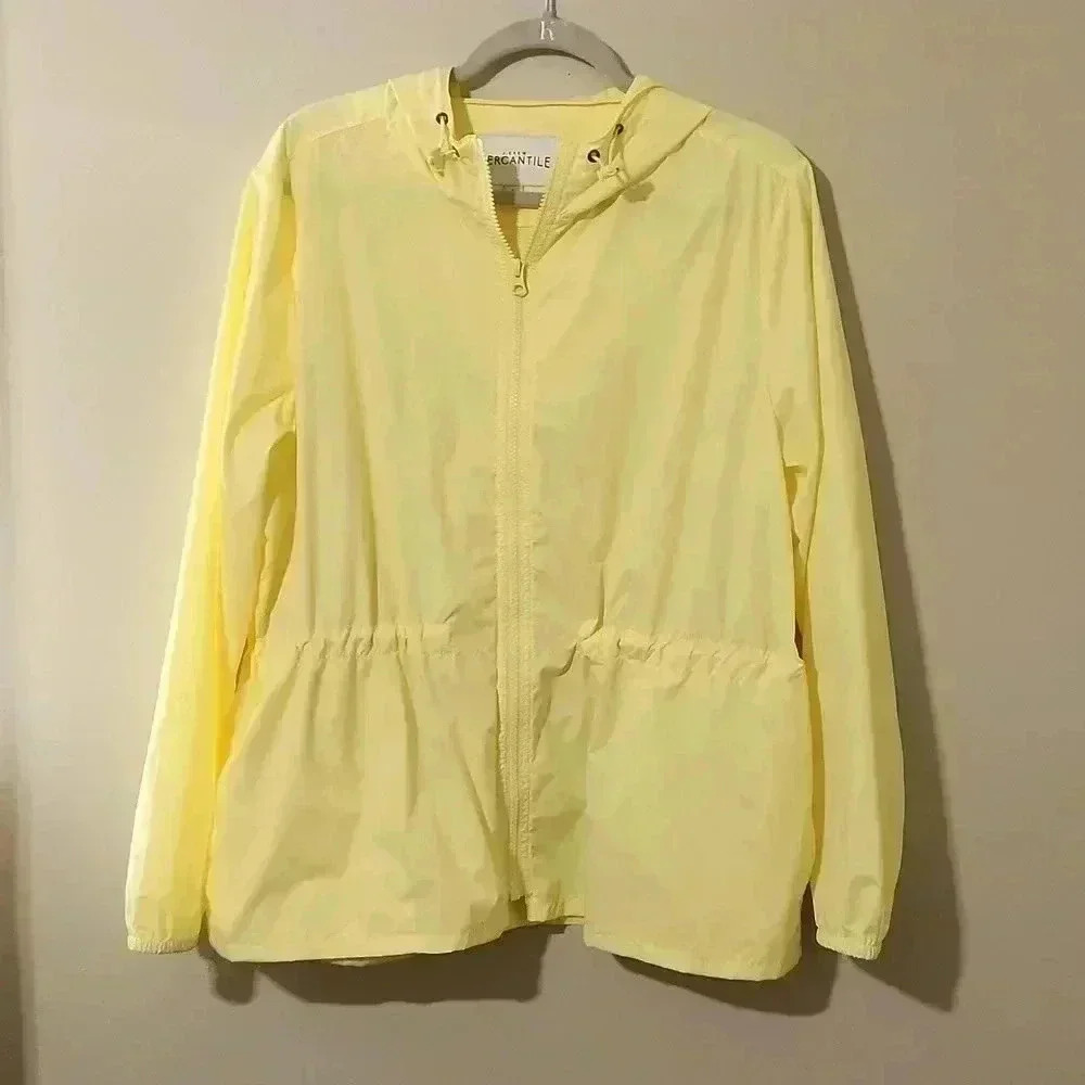 J Crew packable windbreaker: yellow:  Size large